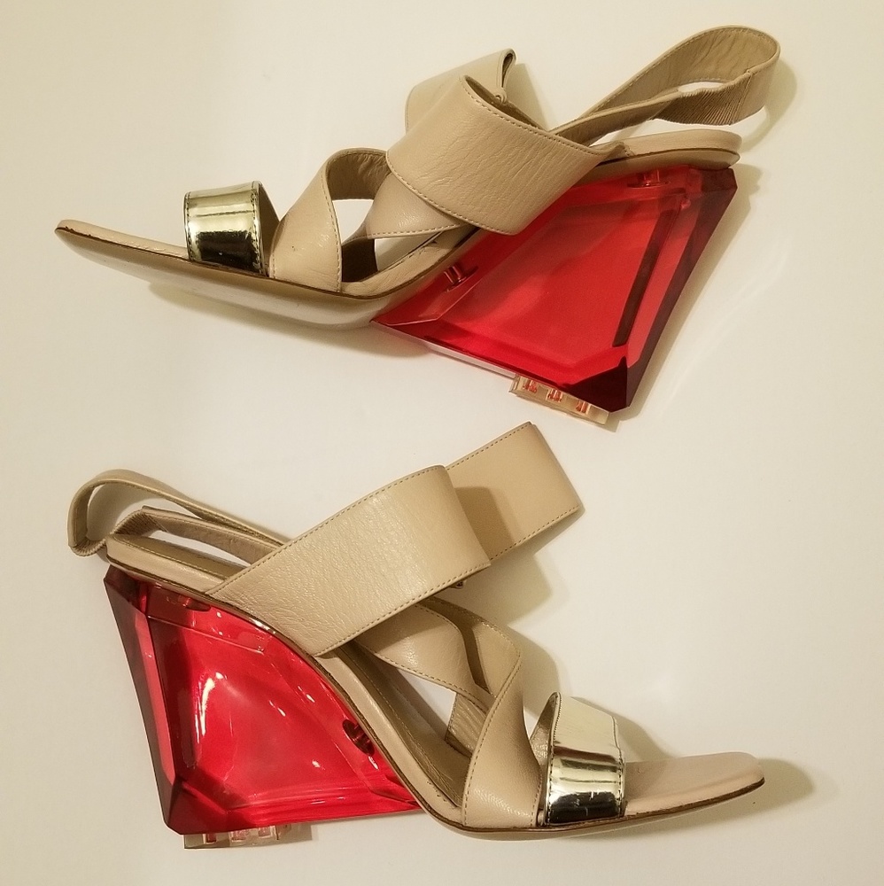 🍒🍓 Lucite Wedge Heels